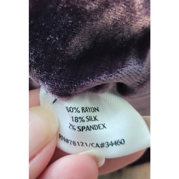 Eileen Fisher Crushed Velvet Wide Leg Pant Purple Silk Blend Petite Large Hemmed - Picture 9 of 10